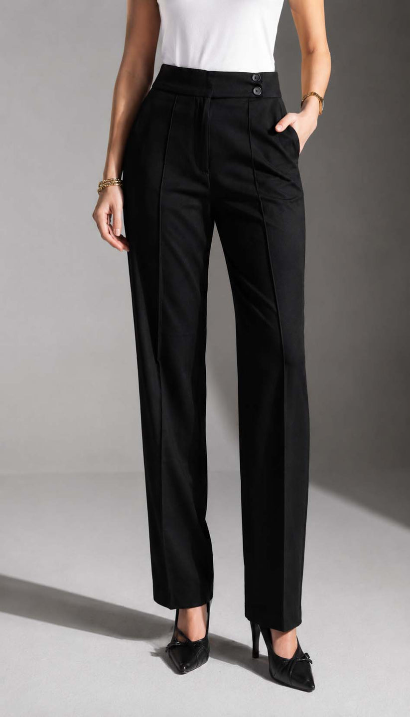 Black Tailored Wide-Leg Pants