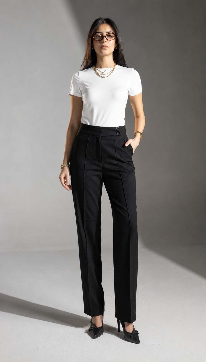 Black Tailored Wide-Leg Pants