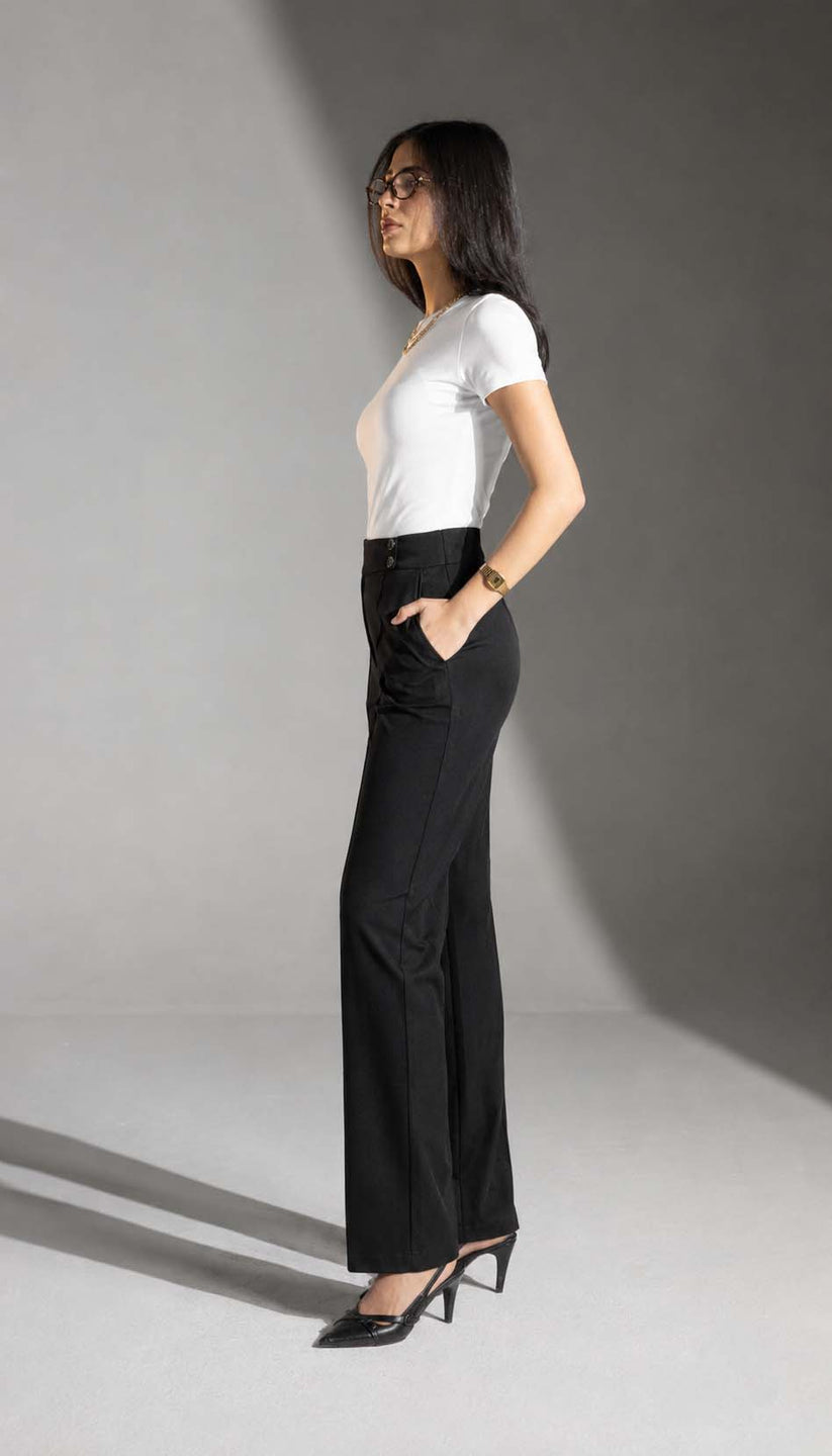 Black Tailored Wide-Leg Pants