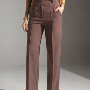 Brown Tailored Wide-Leg Pants