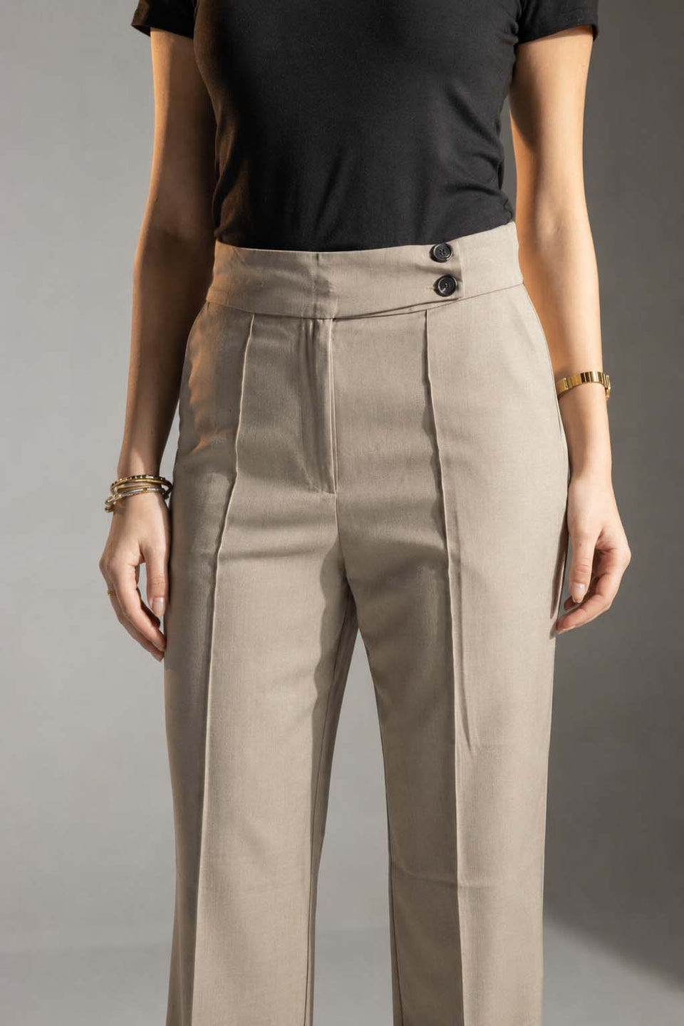 Coffe Tailored Wide-Leg Pants