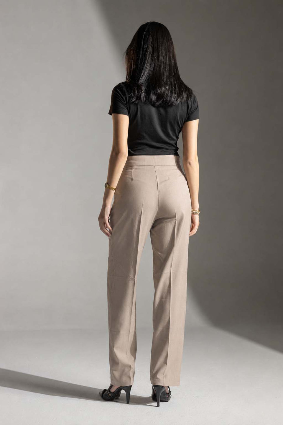 Coffe Tailored Wide-Leg Pants