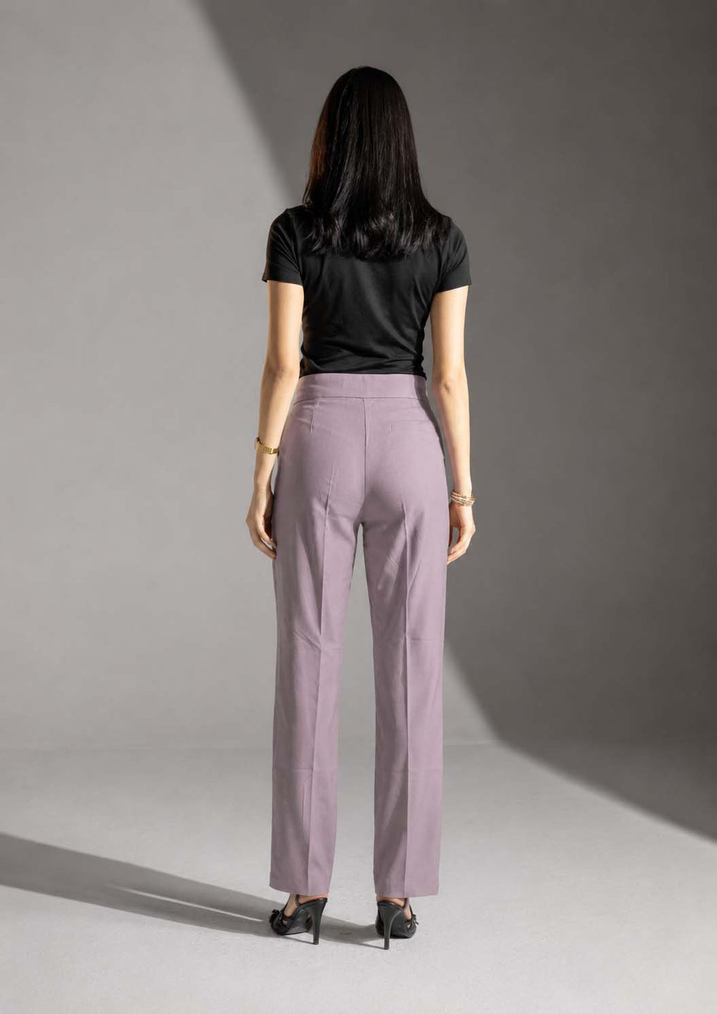 Grey Tailored Wide-Leg Pants