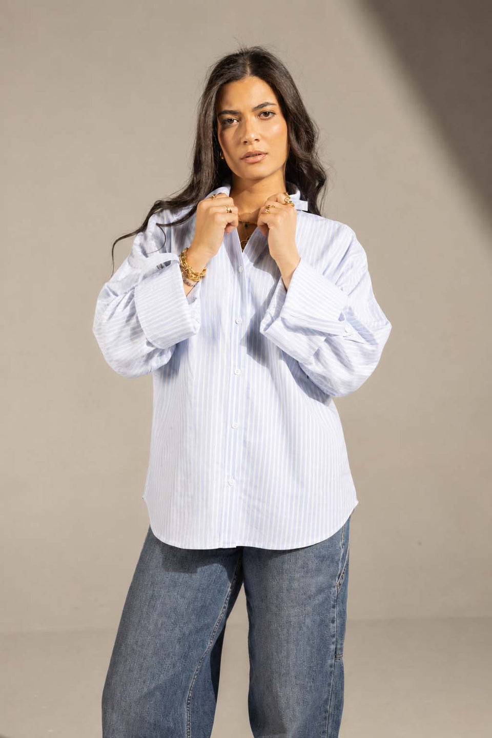 Blue Striped Oversized Shirt
