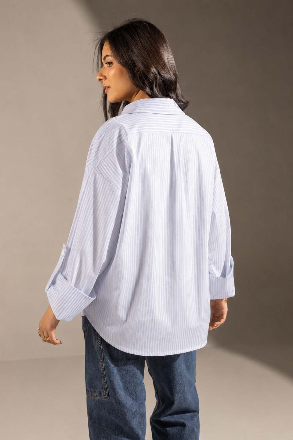 Blue Striped Oversized Shirt