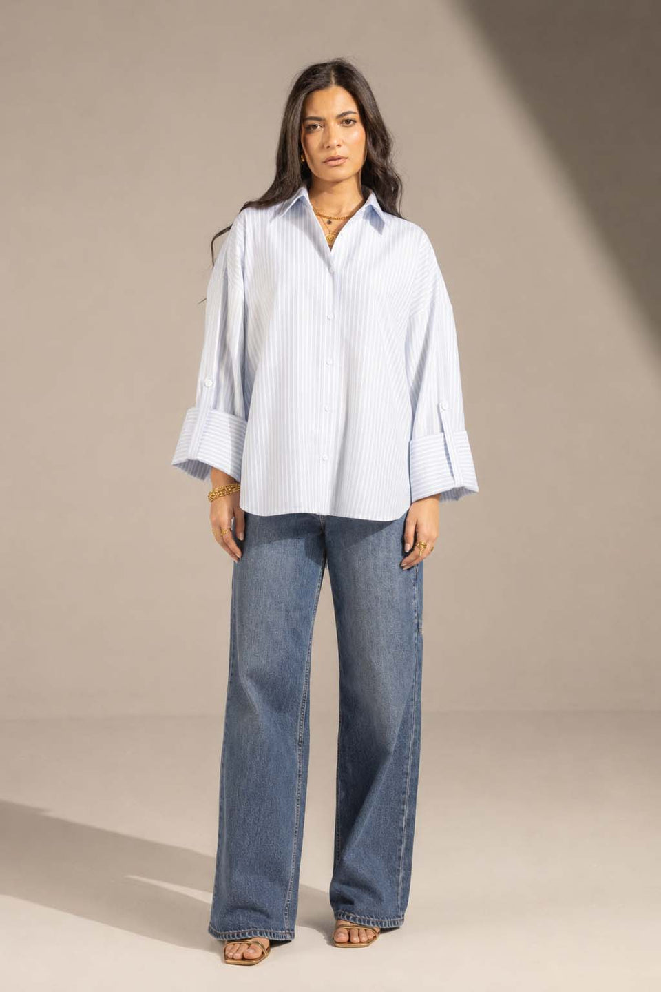 Blue Striped Oversized Shirt