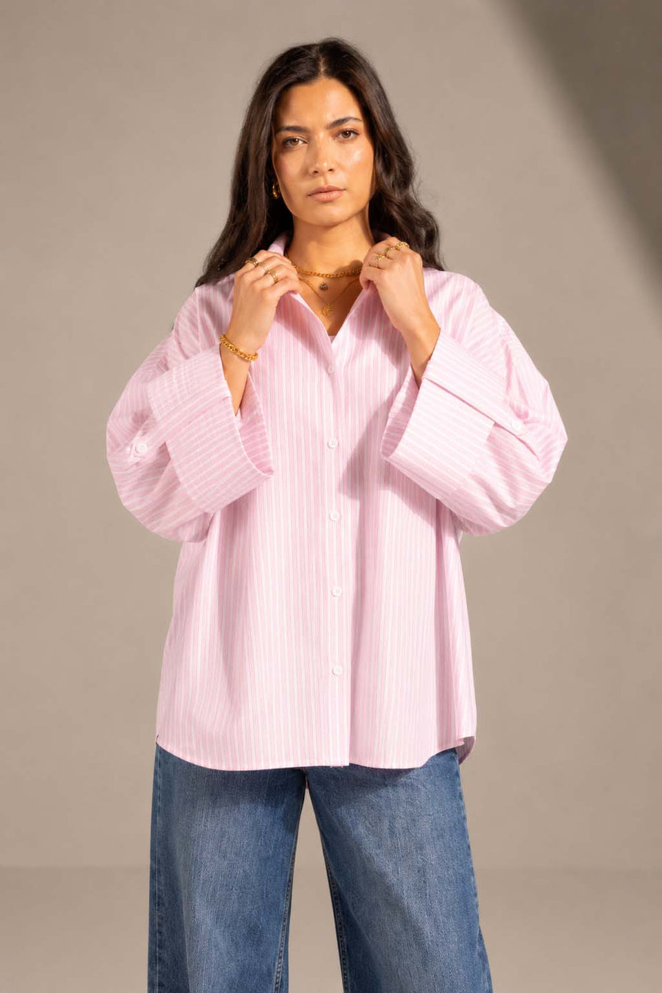 Rose Striped Oversized Shirt