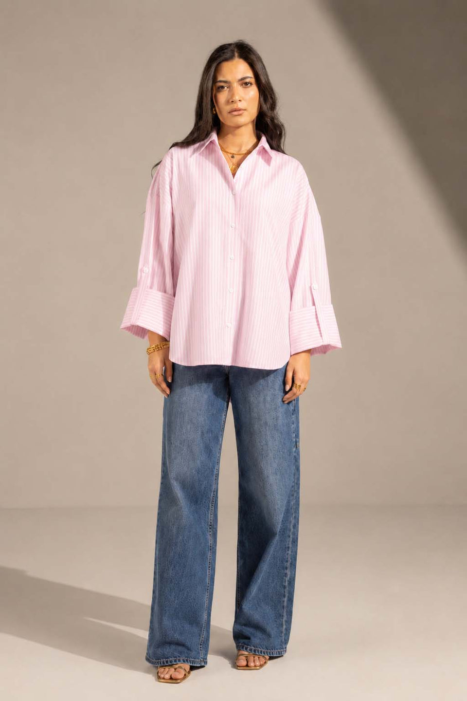Rose Striped Oversized Shirt