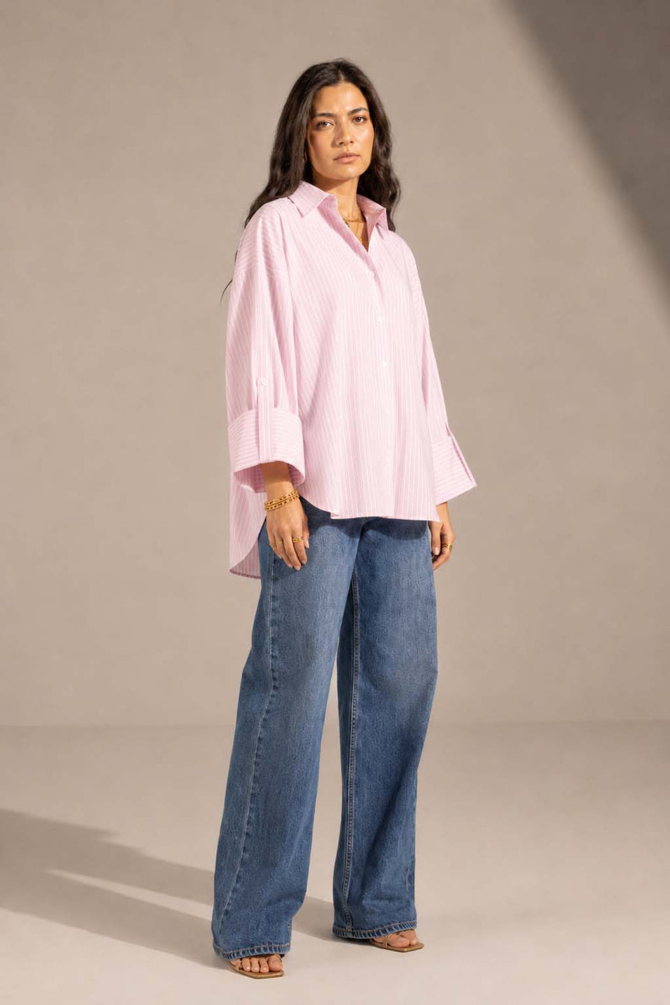 Rose Striped Oversized Shirt