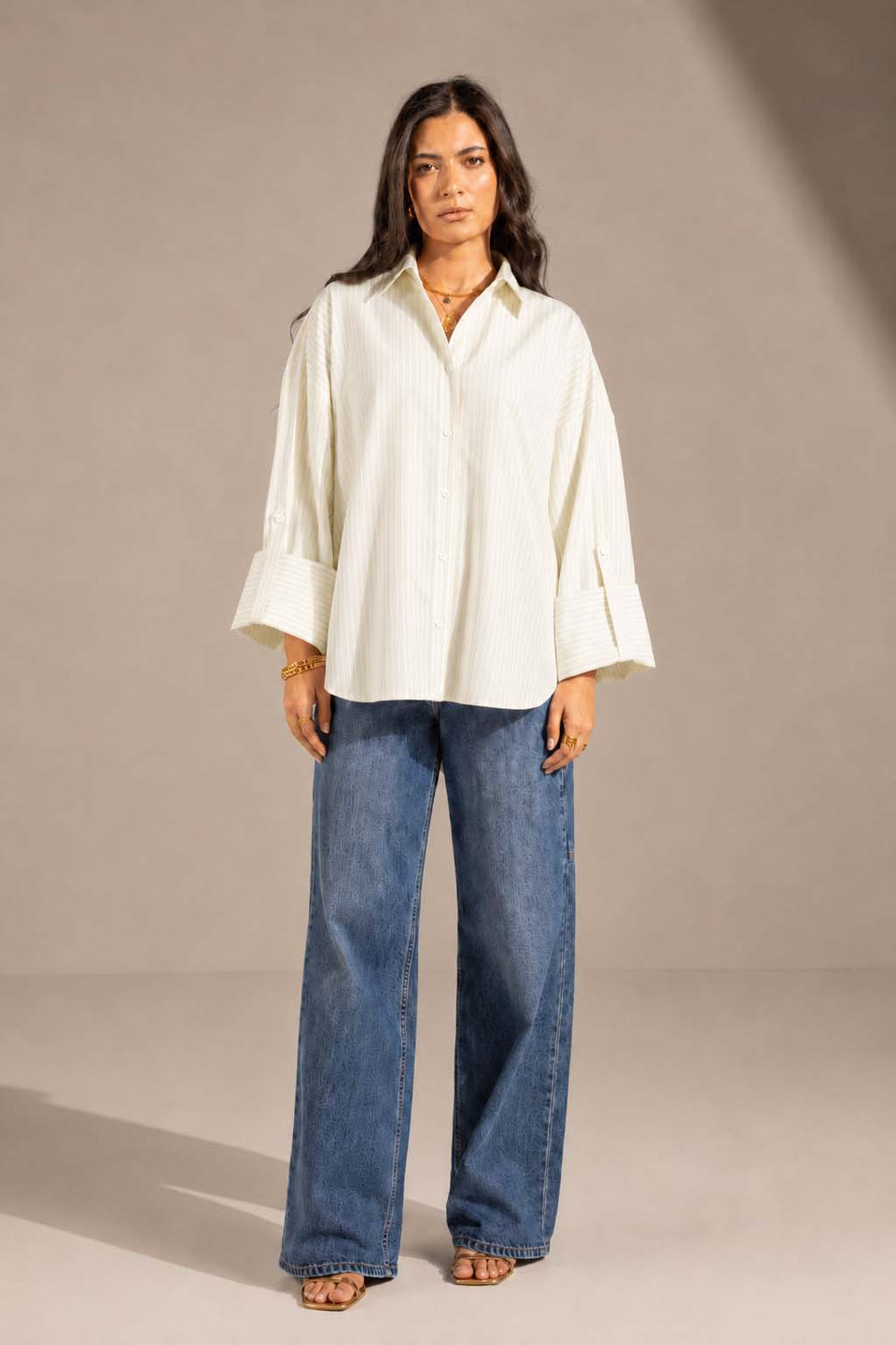 Yellow Striped Oversized Shirt