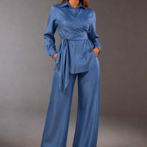 Blue Look-Denim Wrap Set