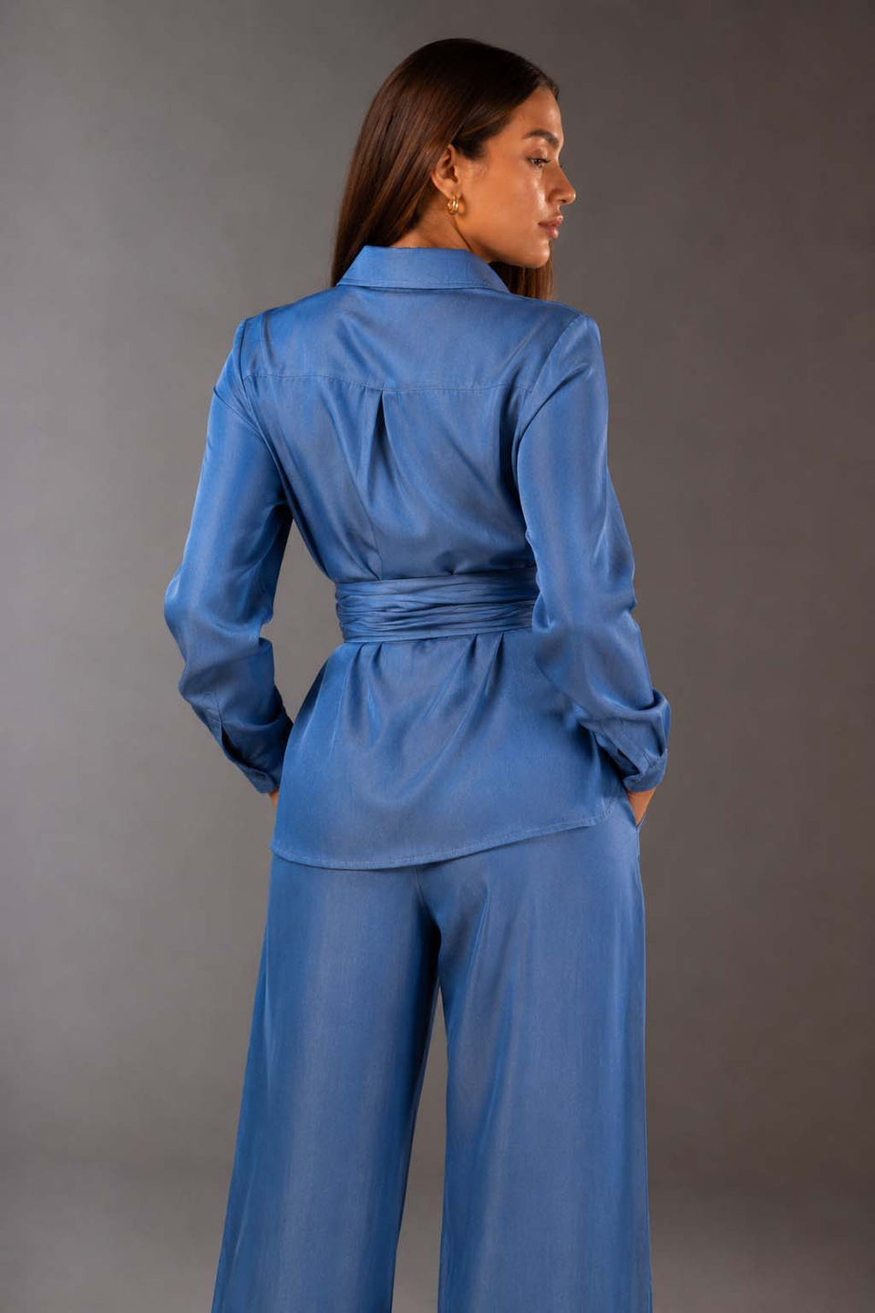 Blue Look-Denim Wrap Set