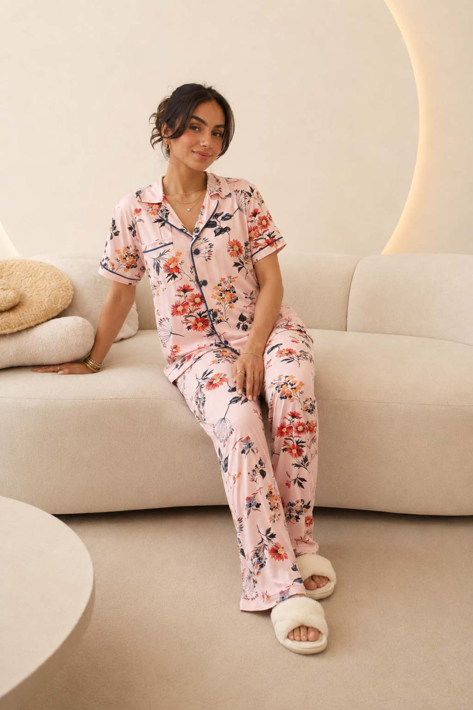 Rose Floral Short Sleeve Pajama Set