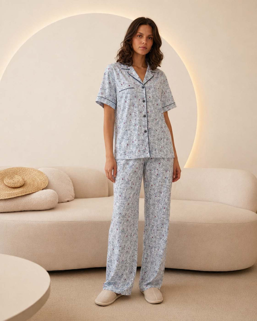 Blue Paisley Short Sleeve Pajama Set