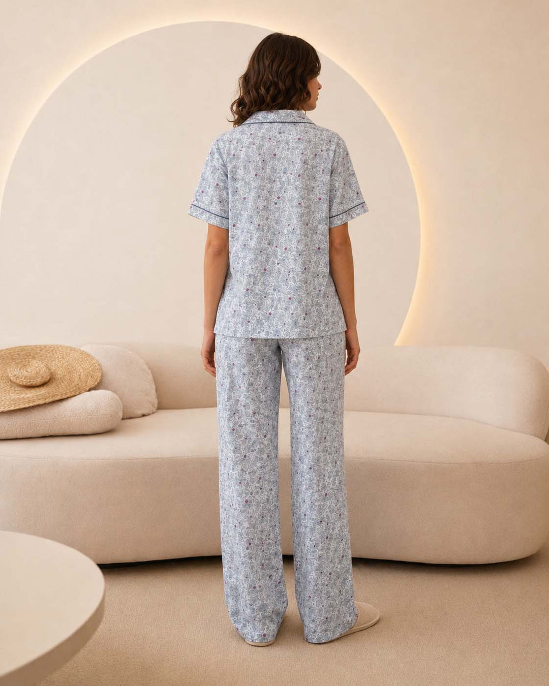 Blue Paisley Short Sleeve Pajama Set