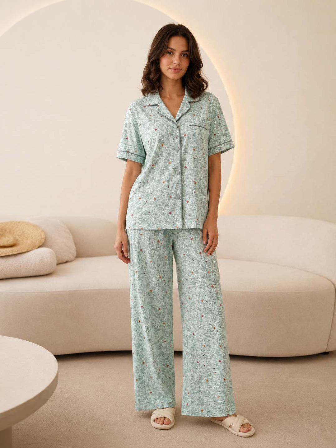 Mint Paisley Short Sleeve Pajama Set