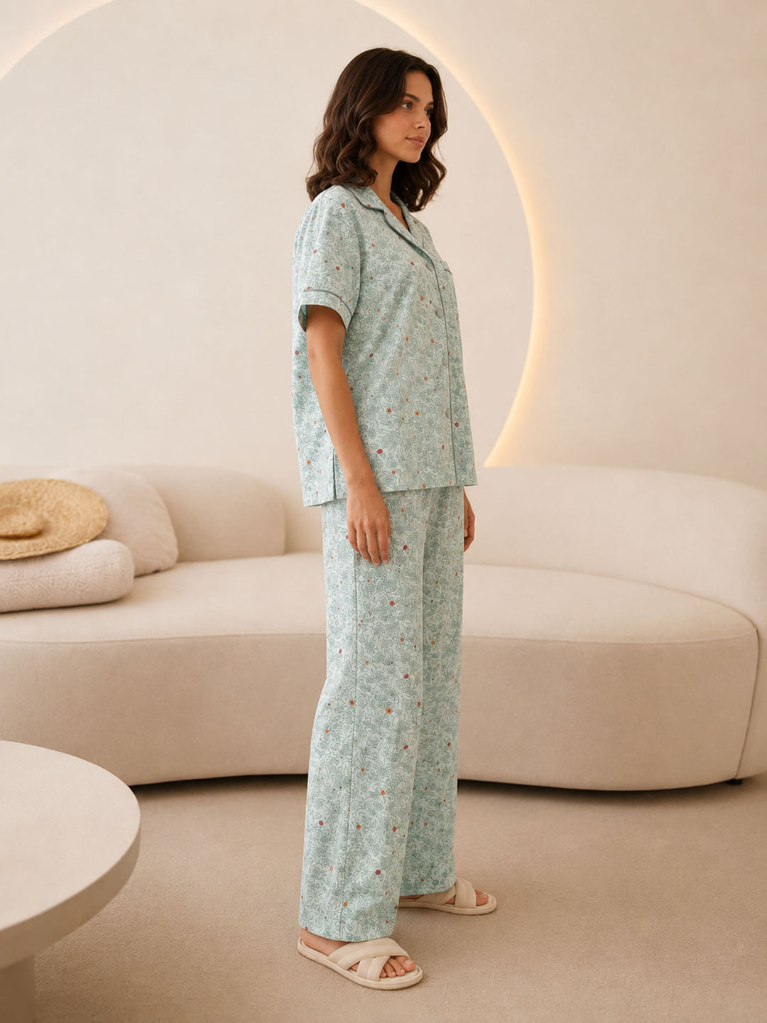 Mint Paisley Short Sleeve Pajama Set