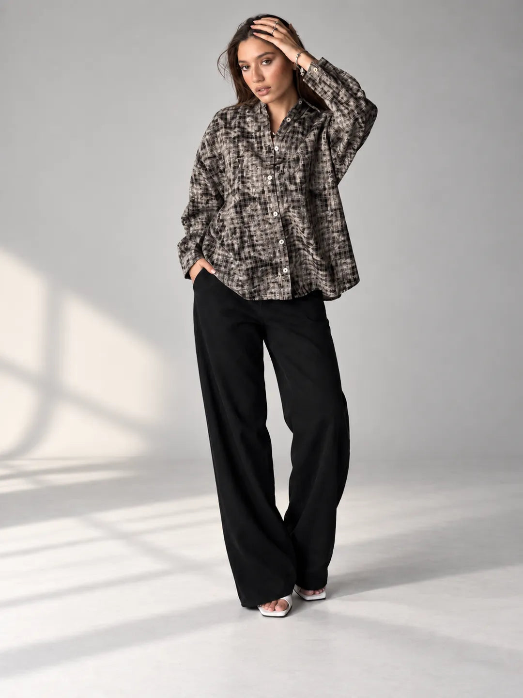 Black Checkered Oversized Shirt