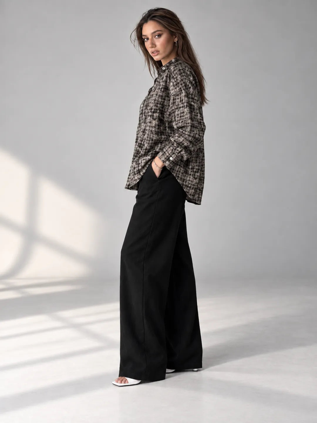 Black Checkered Oversized Shirt