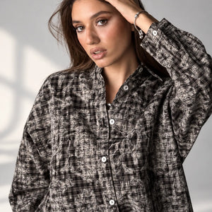 Black Checkered Oversized Shirt