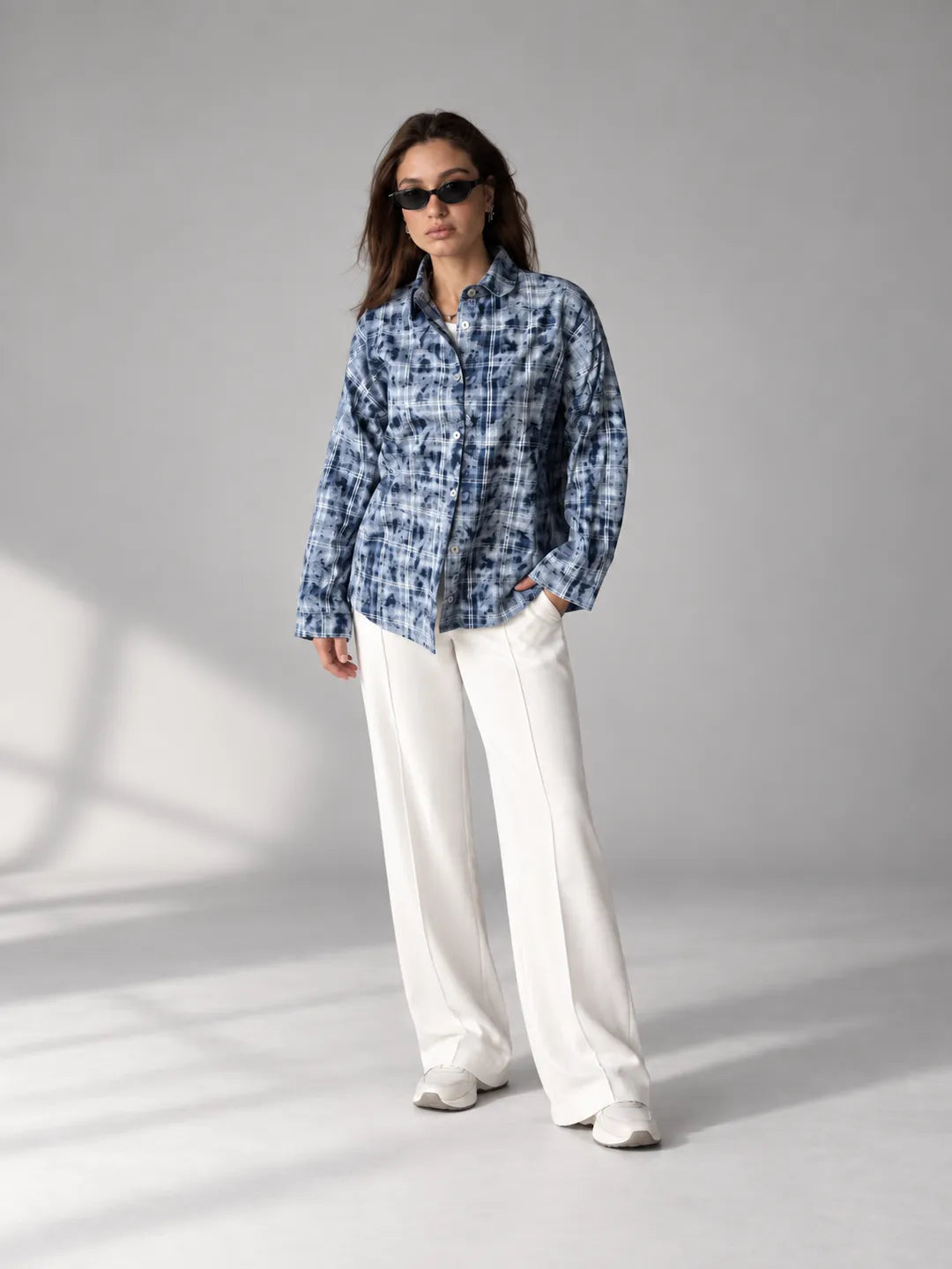 Blue Checkered Oversized Shirt