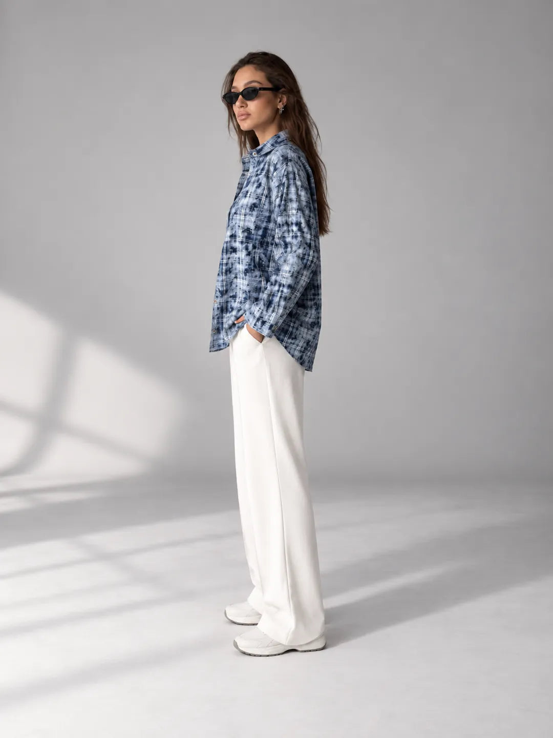 Blue Checkered Oversized Shirt