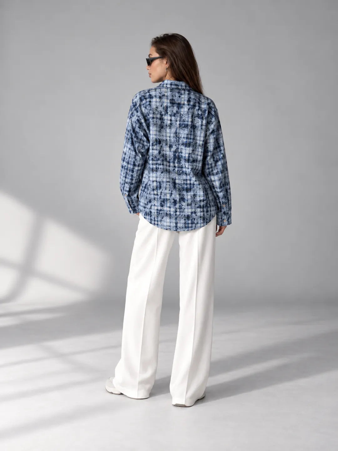 Blue Checkered Oversized Shirt