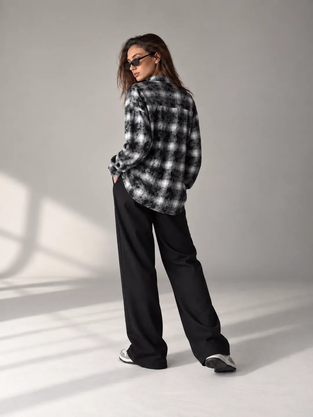 Grey Checkered Oversized Shirt