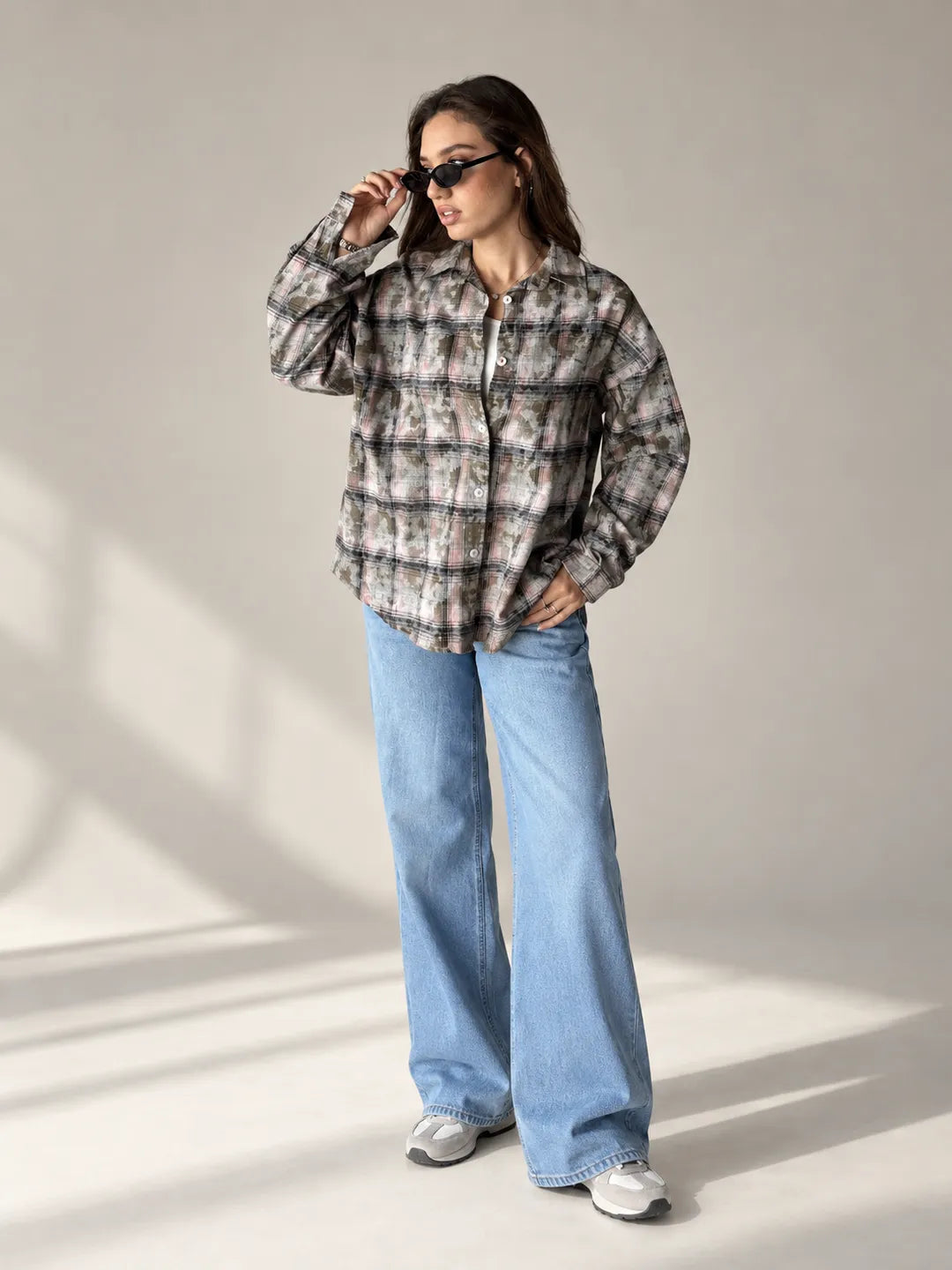 Pink Checkered Oversized Shirt