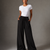 Black Rib Modal Wide-Leg Pants