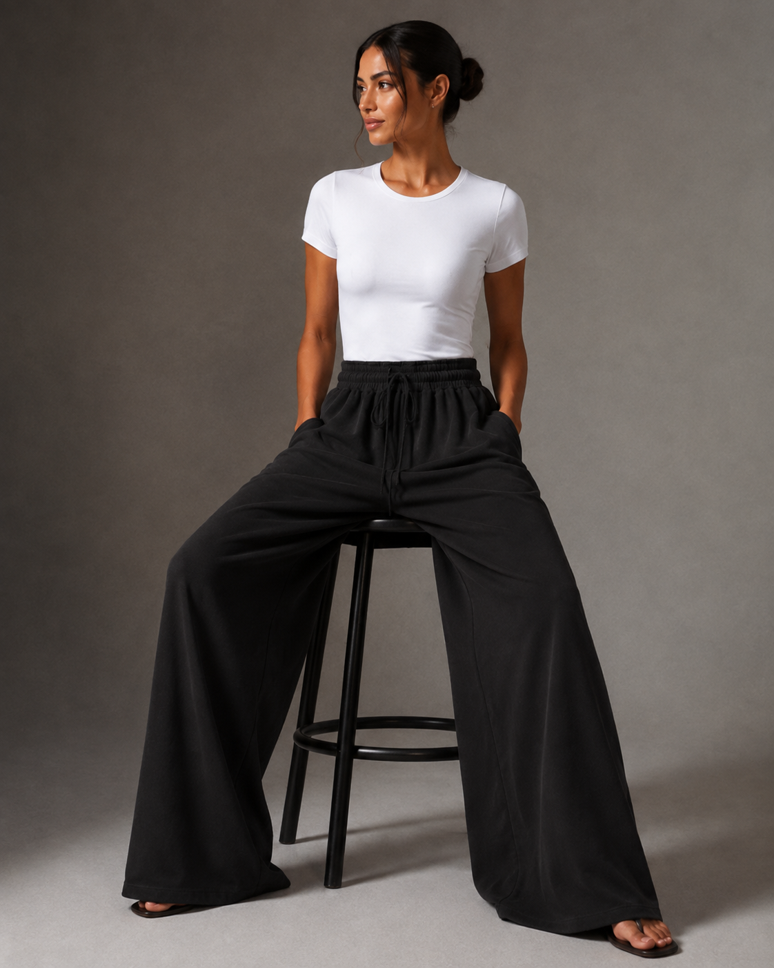 Black Flow Wide-Leg Pants