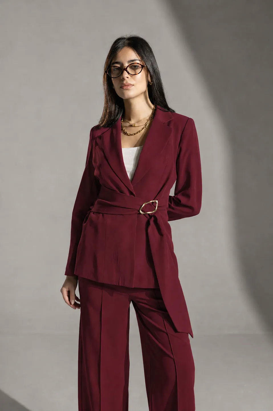 Burgundy Rosalyn Tailored Blazer
