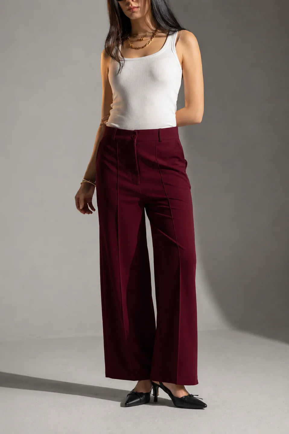 Burgundy Rosalyn Tailored Pants