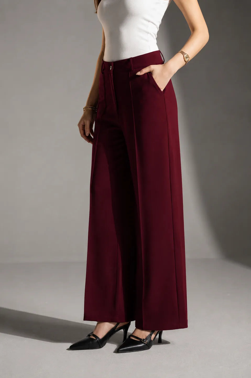 Burgundy Rosalyn Tailored Pants