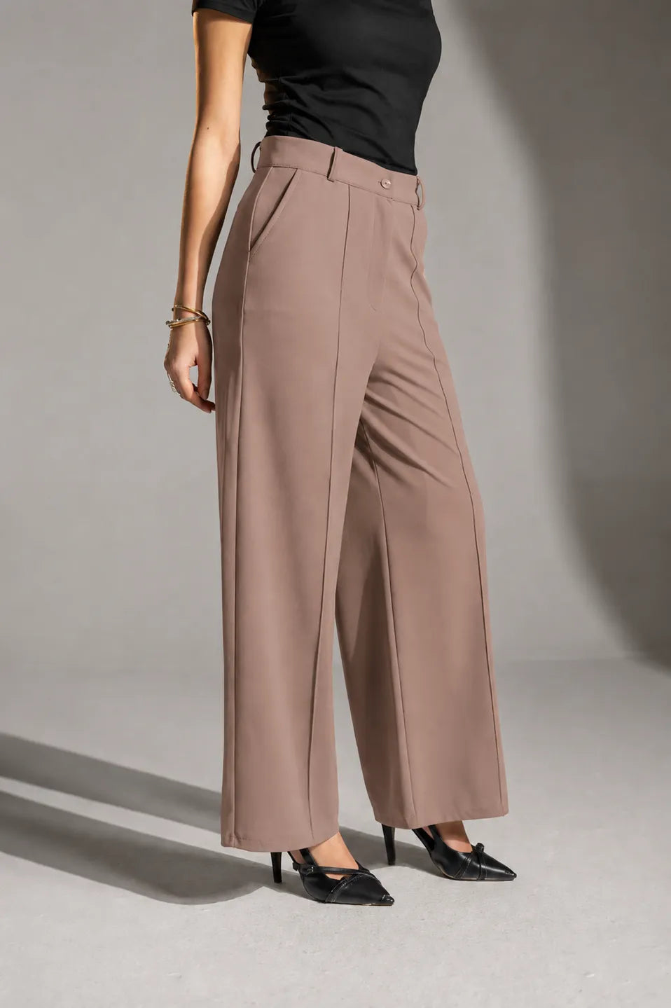 Coffee Rosalyn Tailored Pants