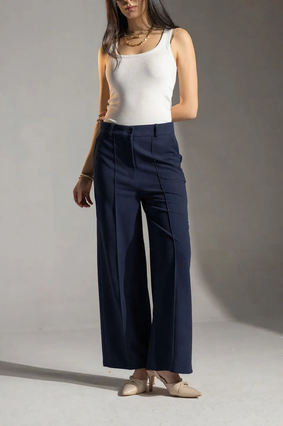 Navy Rosalyn Tailored Pants