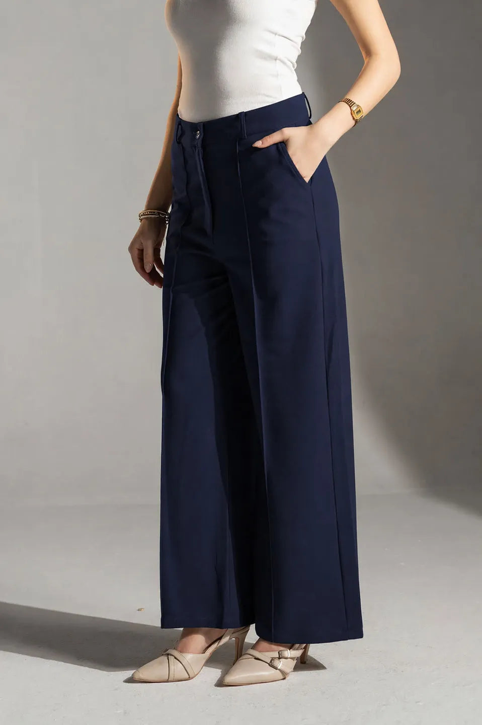Navy Rosalyn Tailored Pants
