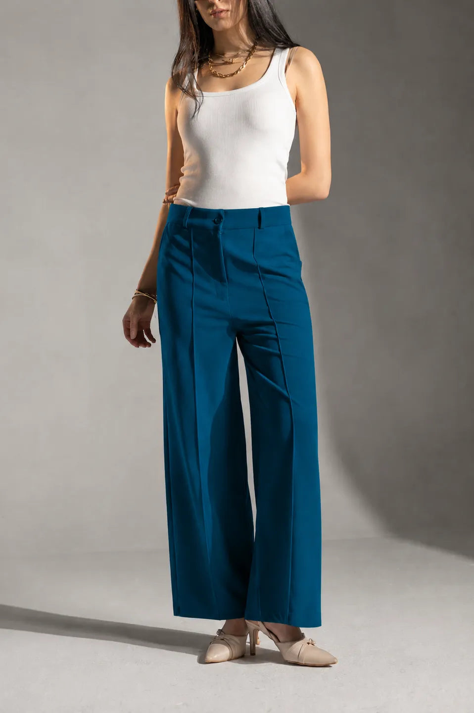Teal Rosalyn Tailored Pants