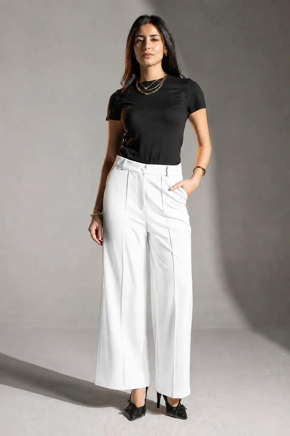 White Rosalyn Tailored Pants