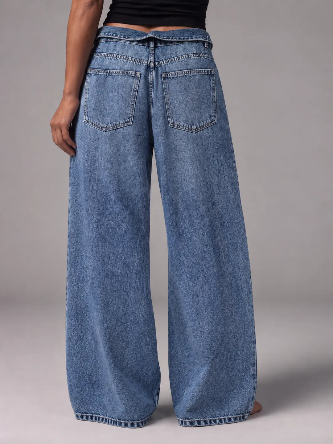 Shiny Wide-leg Dark Jeans