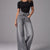 Shiny Wide-leg Gray Jeans