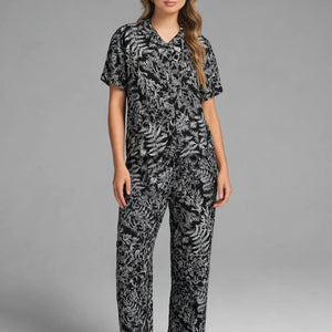 Black Floral Pajama Set