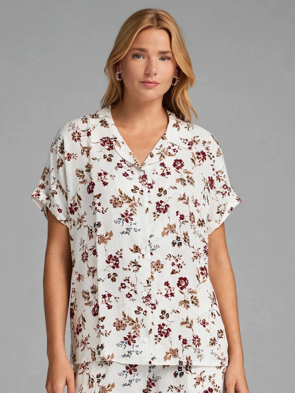 Burgundy Floral Pajama Set