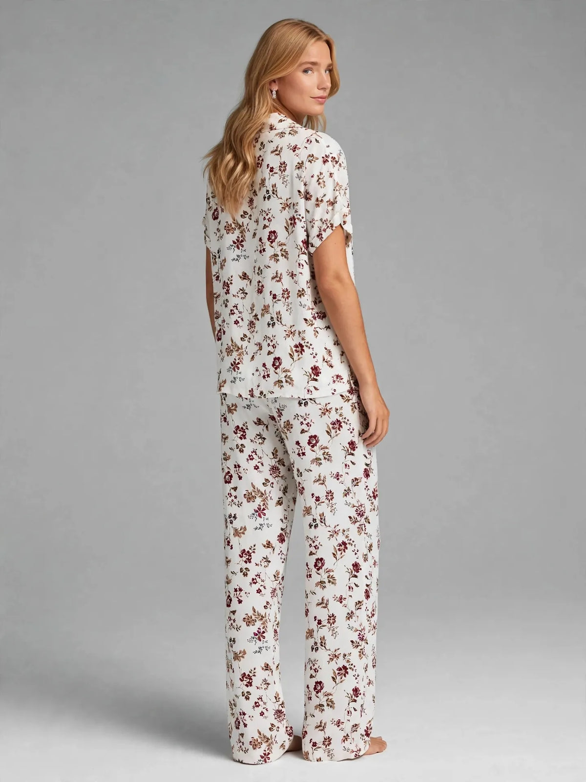 Burgundy Floral Pajama Set