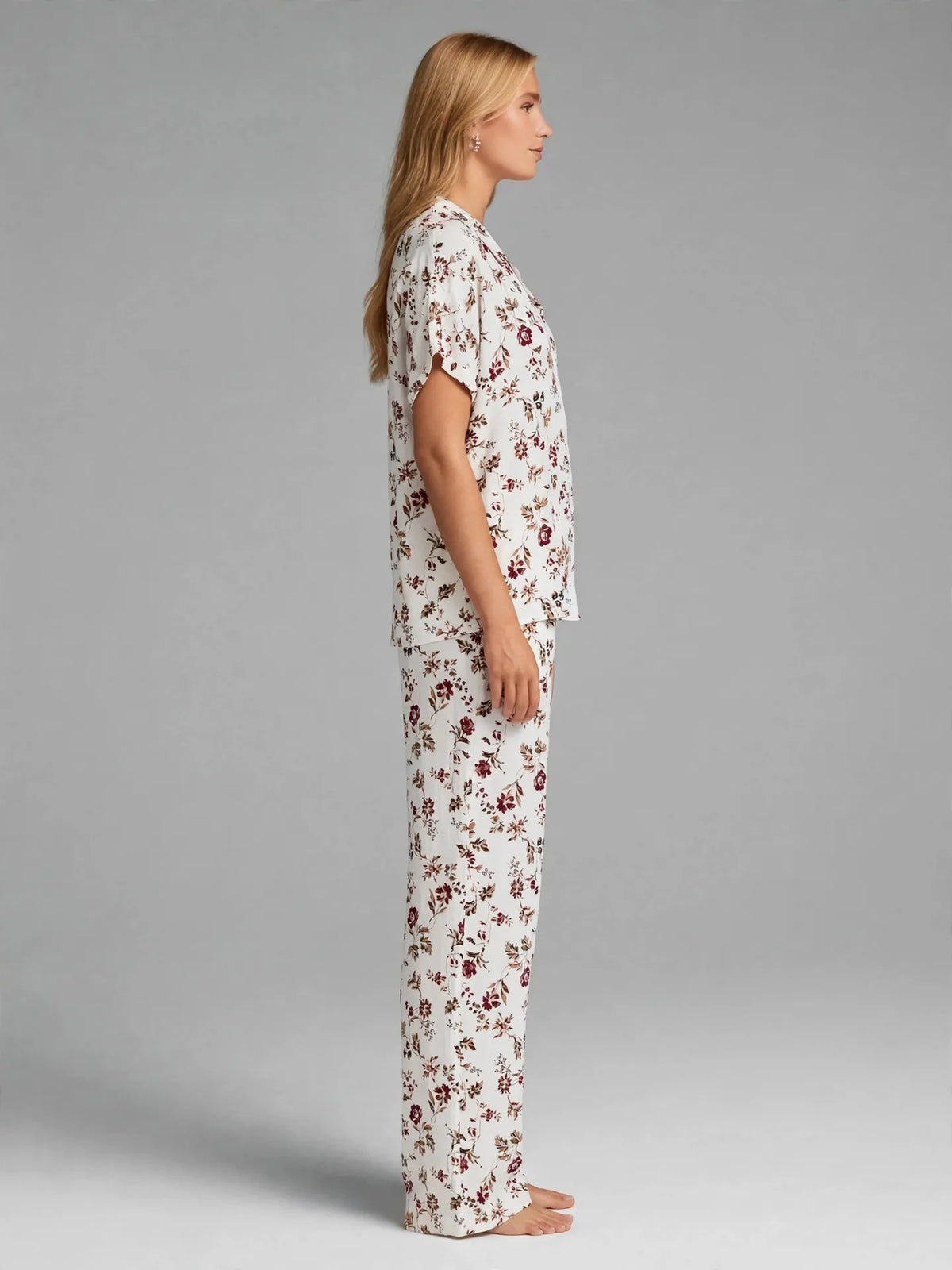 Burgundy Floral Pajama Set