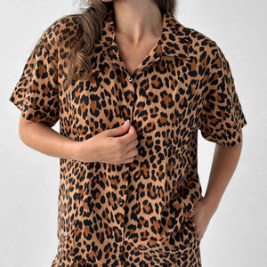 Comfort Viscose Dark Leopard Pajama Set