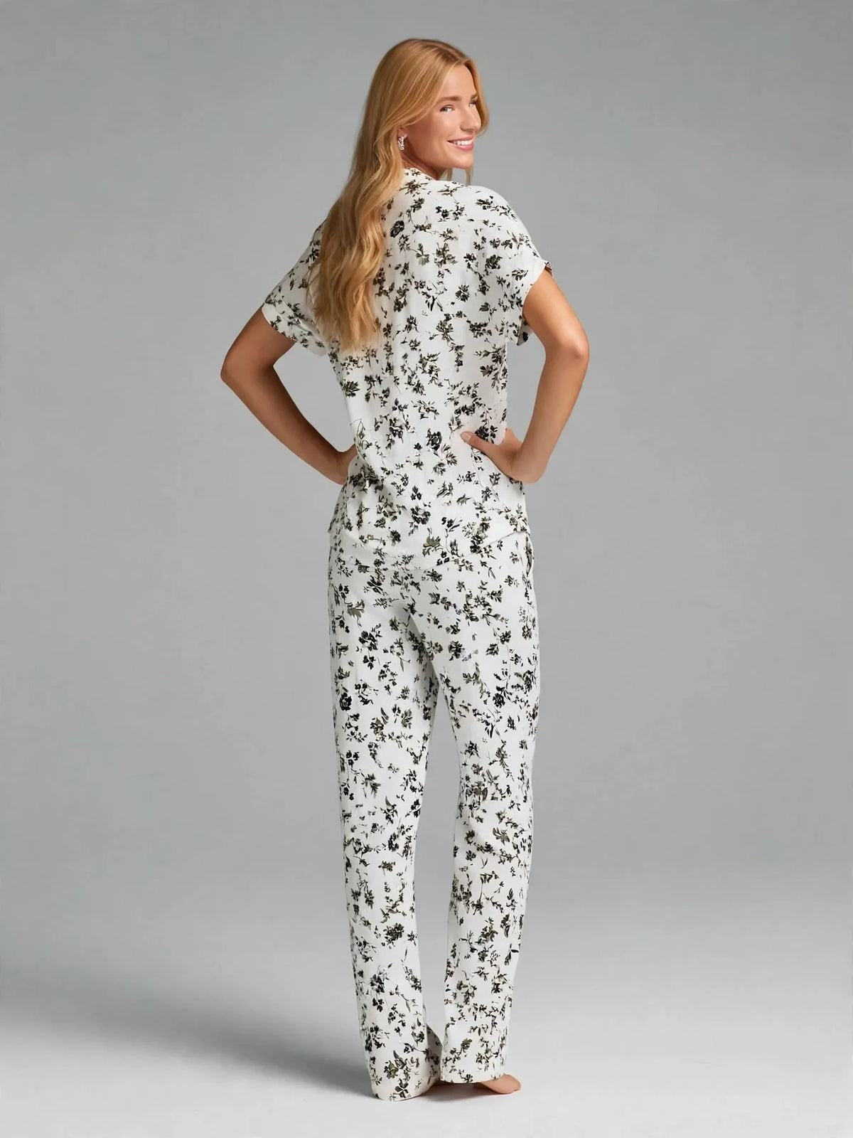 Olive Floral Pajama Set