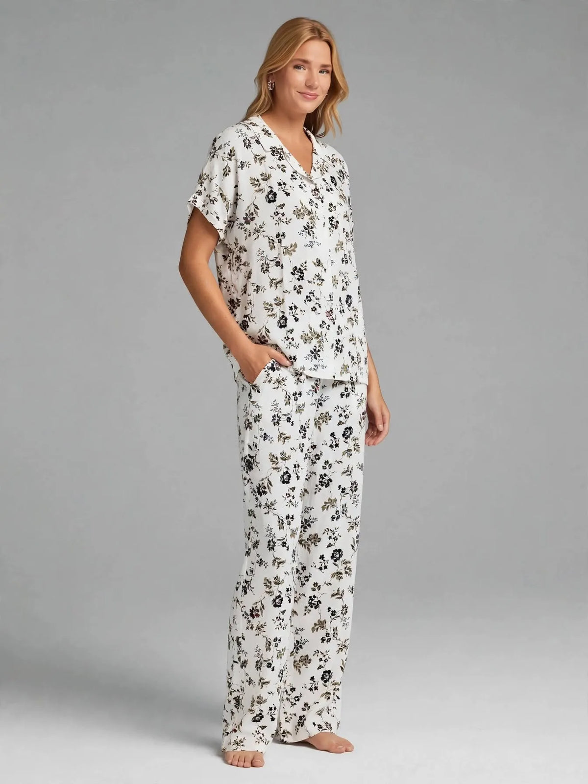 Olive Floral Pajama Set
