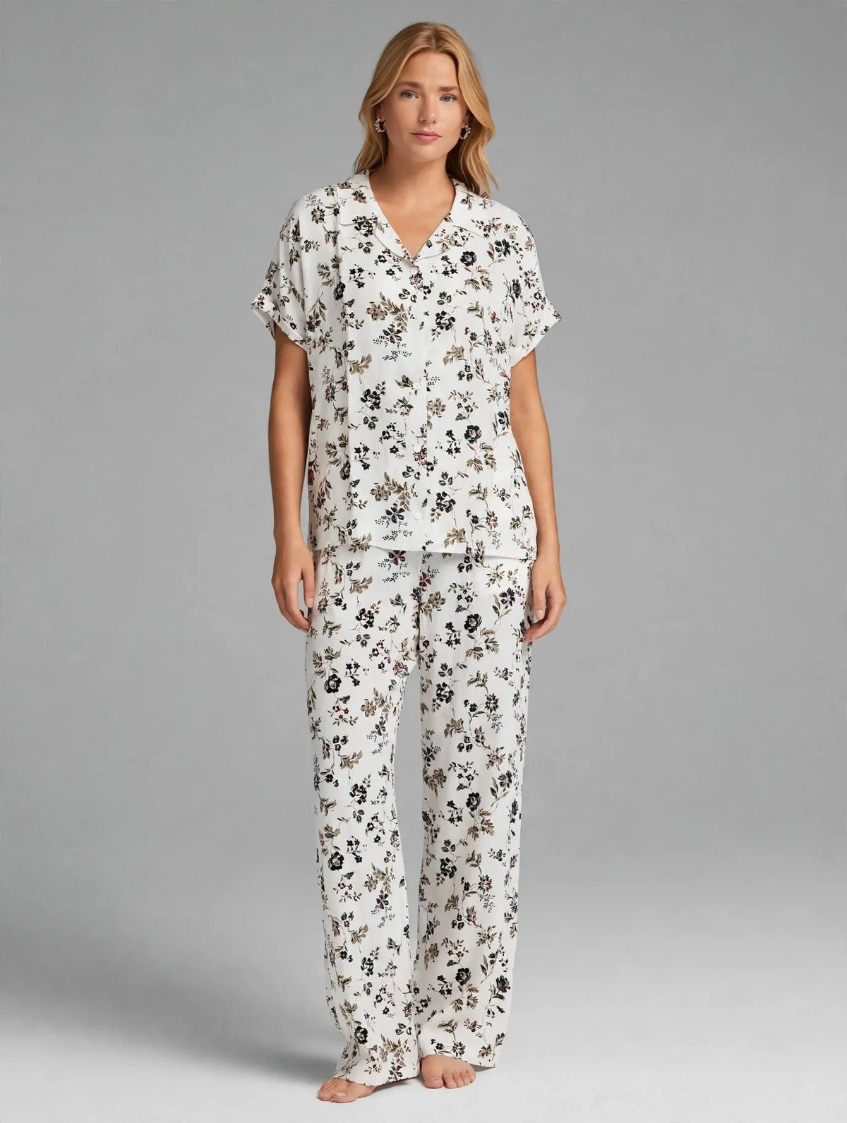 Olive Floral Pajama Set