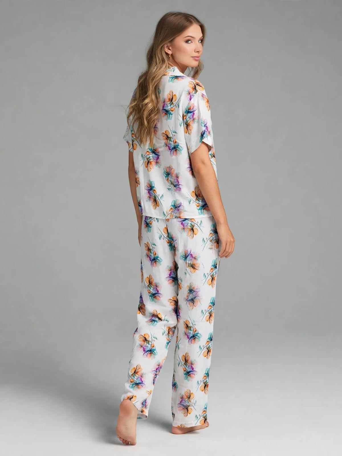 White Floral Pajama Set